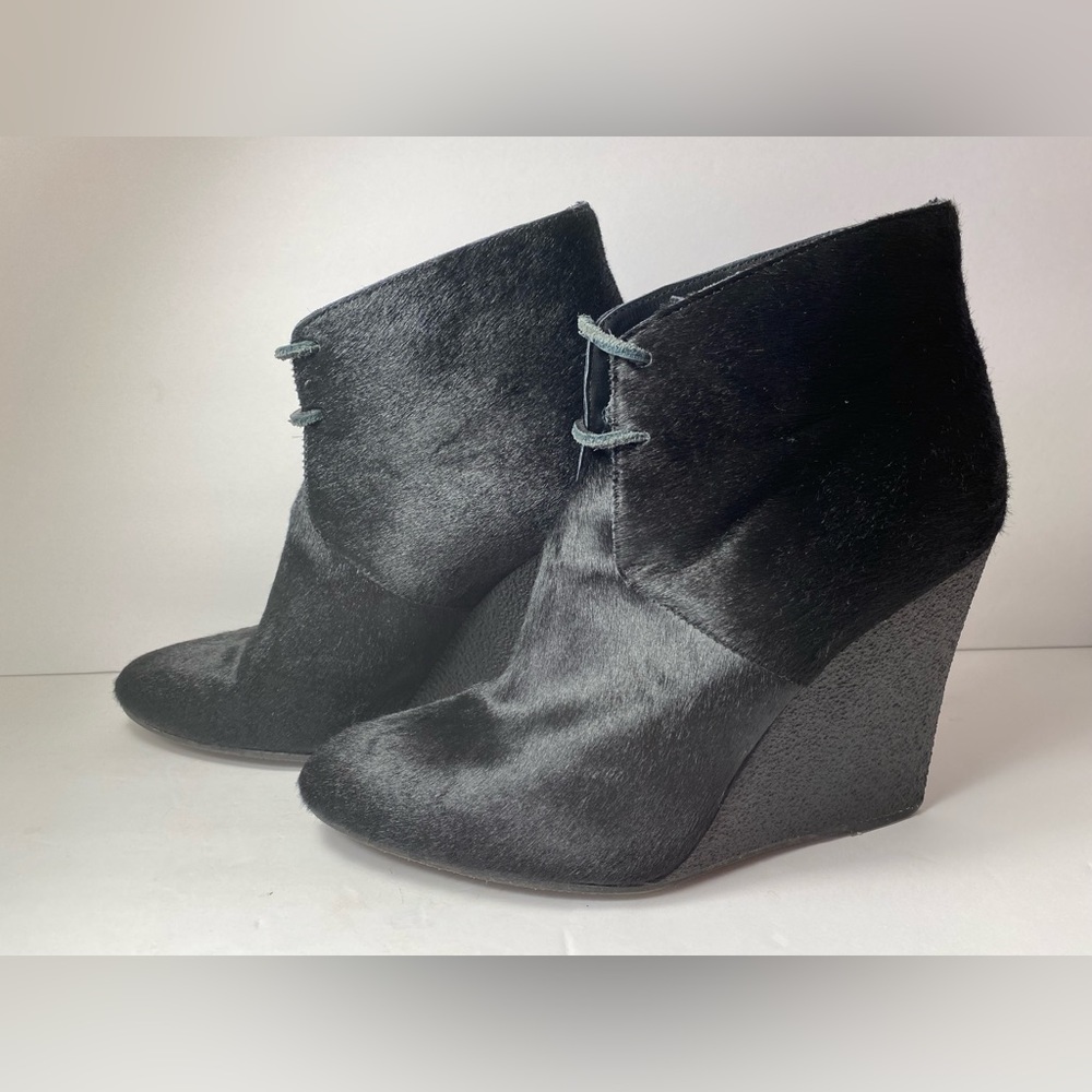 Burberry prorsum Benton wedge ponyhair ankle boots black 39 8.5